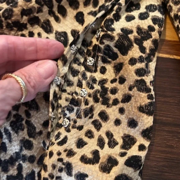 Rebecca Taylor Lynx Print Long Sleee 100% Sulk Blouse